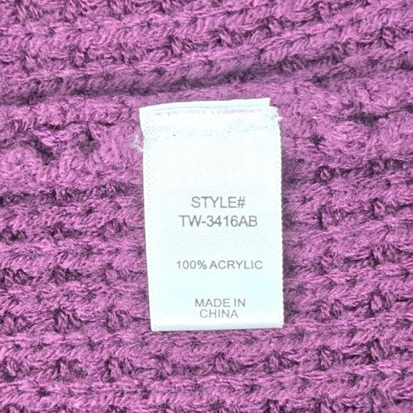 Zenana Burgundy Knit Sweater L Acrylic Long Sleeve Relaxed Fit Crew Neck Made In - Picture 6 of 6